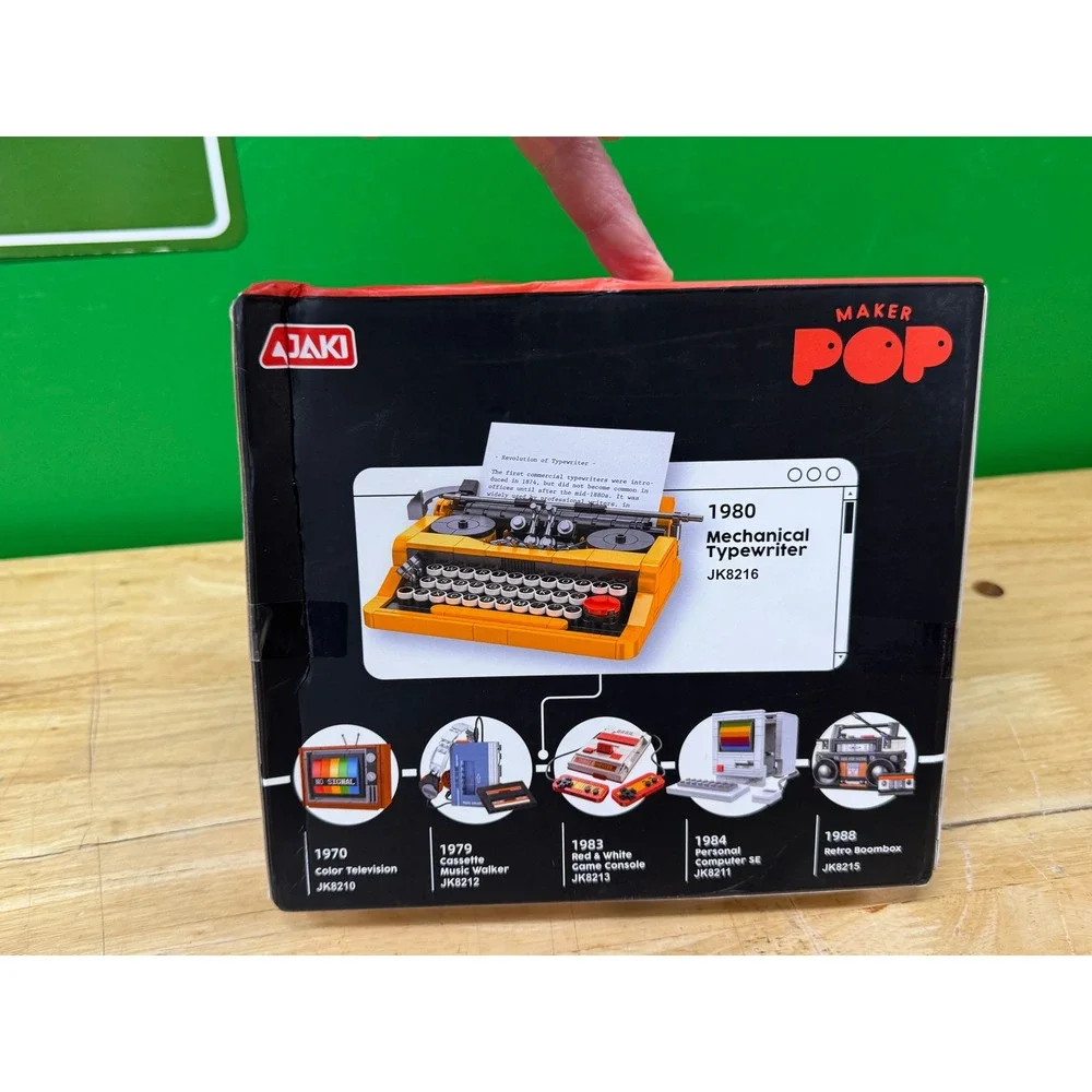 JAKI Maker Pop Mechanical Typewriter JK8216 Building Block Set Yellow New Sealed